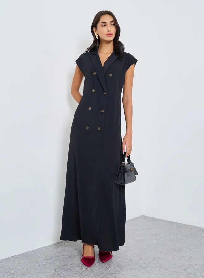 Amirah Amirah Black Double Breasted Under Abaya Jalabiya Dress