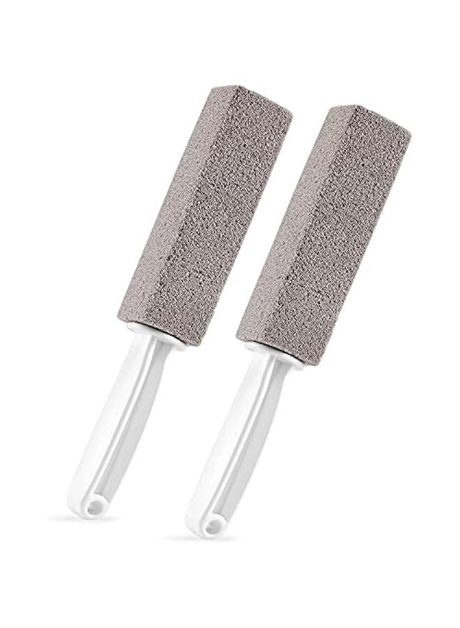 2 Pack Pumice Stone for Bowl Cleaning with Handle, Scouring Stick Removes Hard Water Rings, Calcium Buildup and Rust for Cleaning Toilet, Bathroom, Kitchen Sink, Grill (Gray) - Image 1