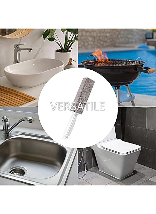 2 Pack Pumice Stone for Bowl Cleaning with Handle, Scouring Stick Removes Hard Water Rings, Calcium Buildup and Rust for Cleaning Toilet, Bathroom, Kitchen Sink, Grill (Gray) - Image 4