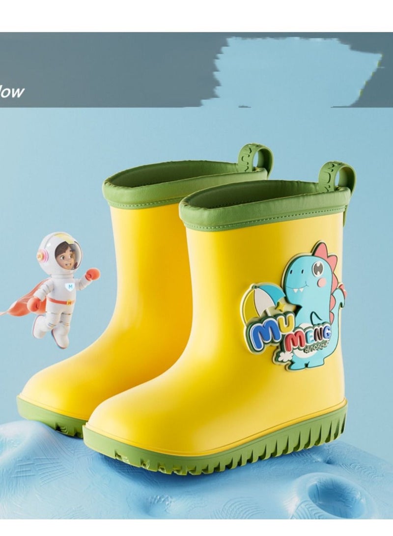 MUNTAQI Children's Rain Boots Cartoon Anti-slip Light Yellow