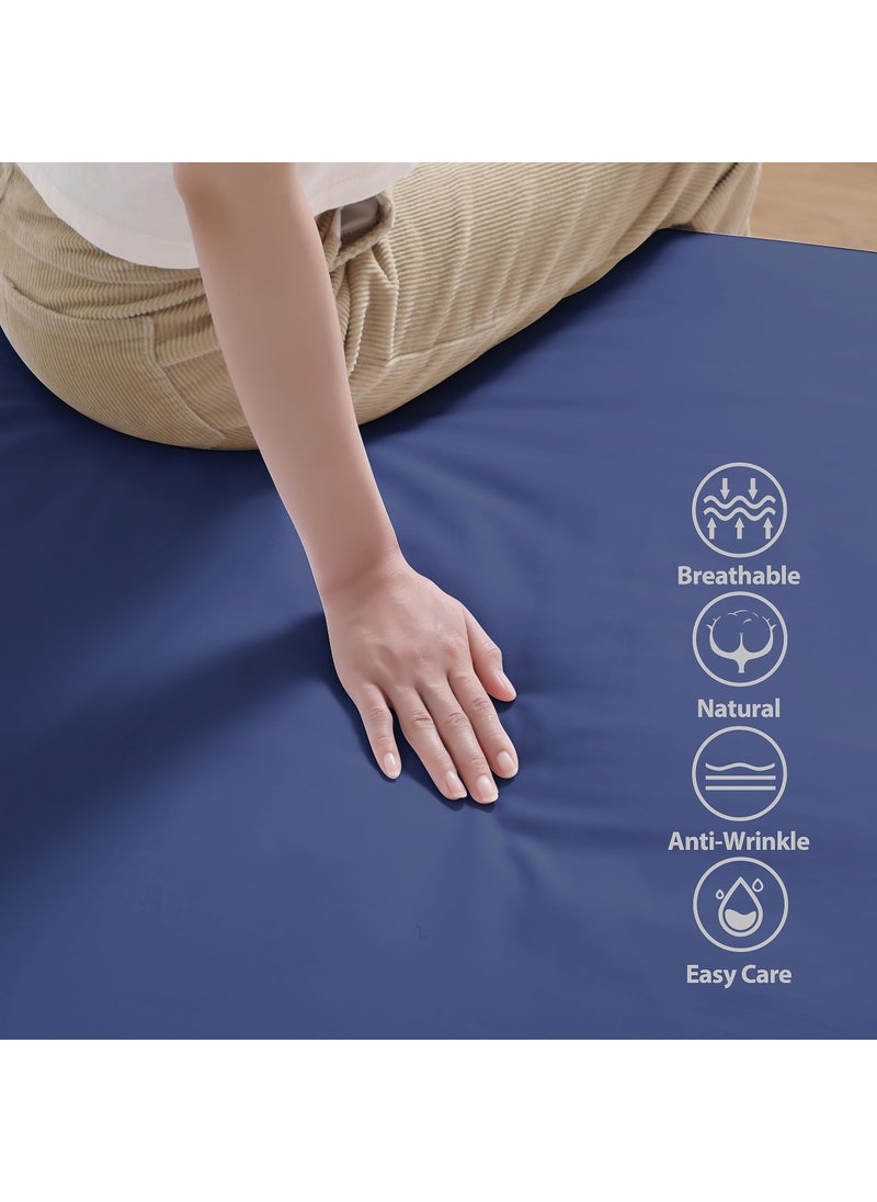 Zaizaihome 100% Egyptian Cotton Fitted Sheet Twin XL Size  600 Thread Count 16"" Deep Pocket Sheet  Soft & Elastic Sateen Weave Bottom Sheet for Home (Navy Blue  1 Pack Fitted Sheet only Twin XL)  - Image 2