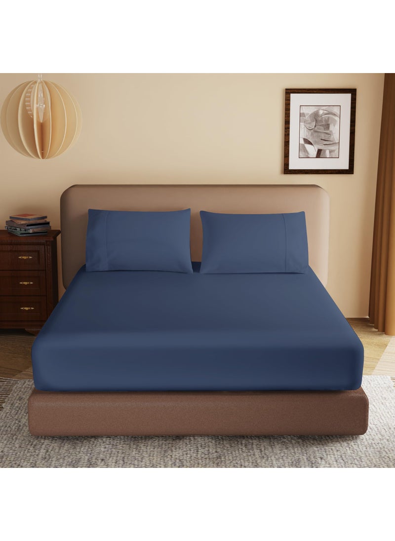Zaizaihome 100% Egyptian Cotton Fitted Sheet Twin XL Size  600 Thread Count 16"" Deep Pocket Sheet  Soft & Elastic Sateen Weave Bottom Sheet for Home (Navy Blue  1 Pack Fitted Sheet only Twin XL)  - Image 1