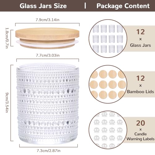 DARJEN 12 Pack Clear Candle Jars for Making Candles- 8 OZ Empty Glass Candle Making Jars with Bamboo Lids and Labels, Candle Making Supplies Candle Containers for Home DIY - Image 2