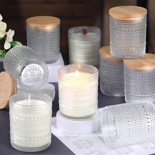 DARJEN 12 Pack Clear Candle Jars for Making Candles- 8 OZ Empty Glass Candle Making Jars with Bamboo Lids and Labels, Candle Making Supplies Candle Containers for Home DIY - Image 1