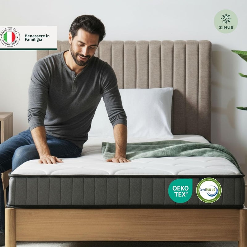 Zinus Conventional Bed Mattress, Foam Memory Foam Polyester, White, Twin - Image 3