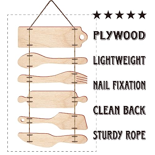EXQUIDECA Bless the Food Before Us Farmhouse Kitchen Wall Decor Dining Room Decorations Collage Wall Art in Neutral TealAqua Color Wooden Rustic 6pcs Roped Sign 25x14 Inches Vertical - Image 3