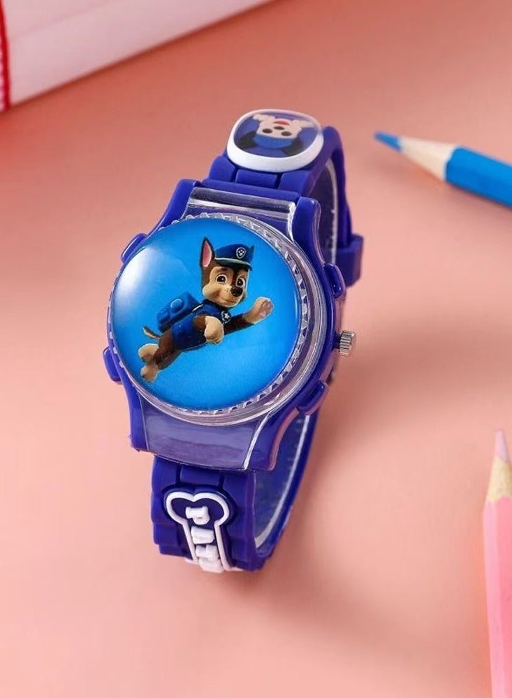 باو بترول Blue PAW Patrol Cartoon Flip Cover Children's Watch (The Cover Can Turn) - Image 2