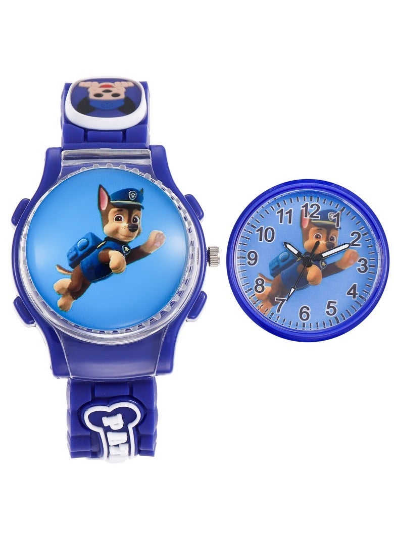 باو بترول Blue PAW Patrol Cartoon Flip Cover Children's Watch (The Cover Can Turn) - Image 1