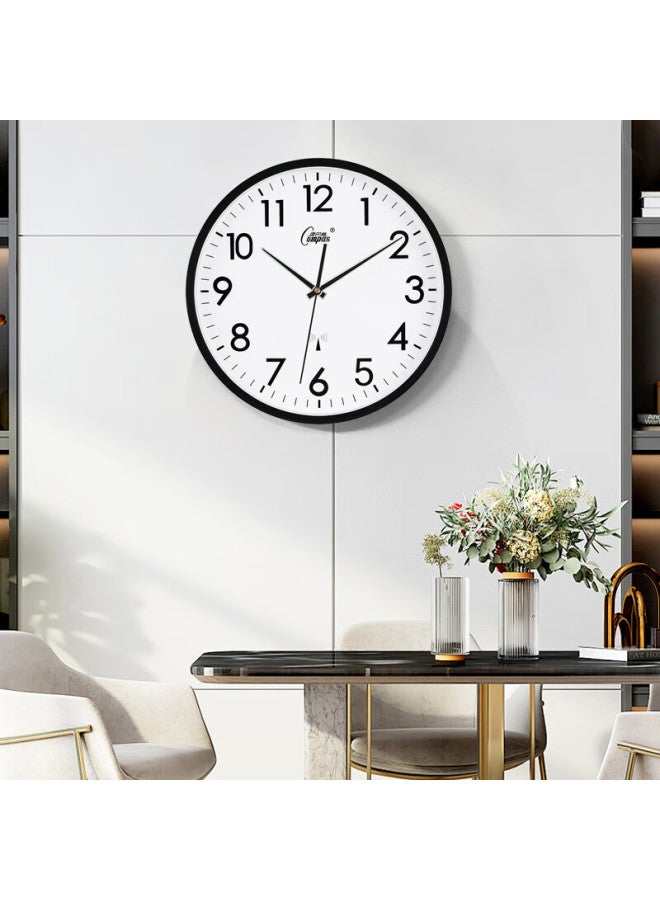 Compas (Compas) Living Room Clock Wall Clock Clock Wall-Mounted Automatic Time Calibration Radio Clock C6866 Black 30Cm - Image 5