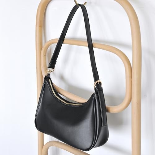 Hoxis Women's Crescent Shoulder Bag Vegan Leather Chain Cross body bag Convertible Handbag (Black) - Image 2