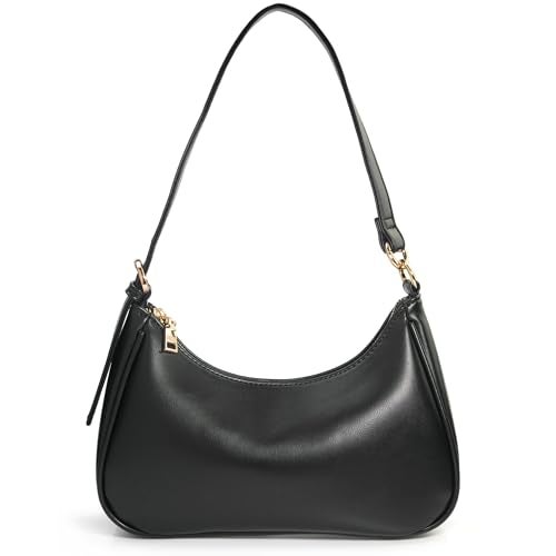 Hoxis Women's Crescent Shoulder Bag Vegan Leather Chain Cross body bag Convertible Handbag (Black) - Image 1