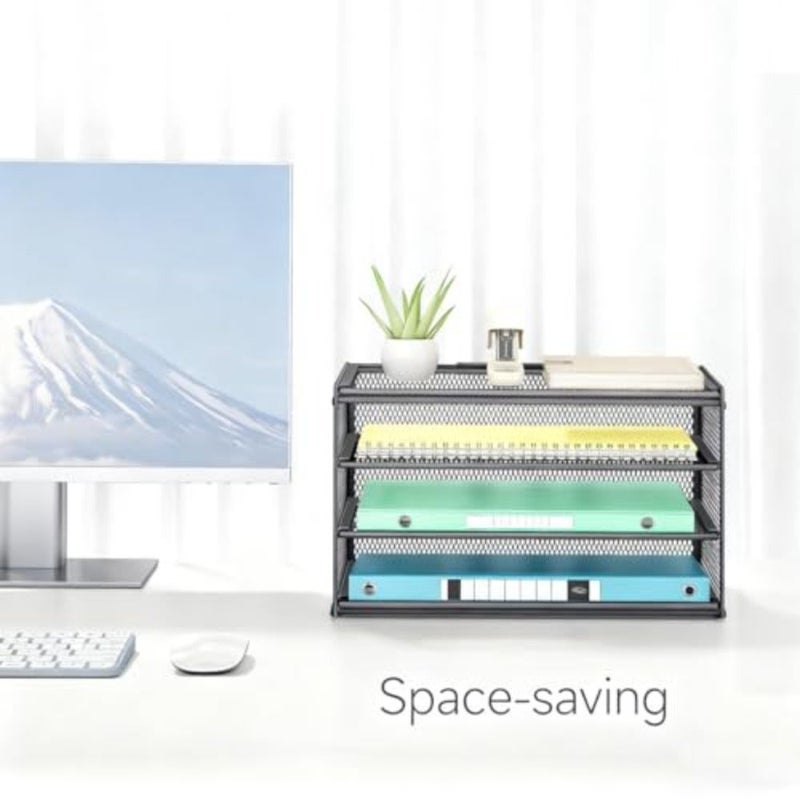 3-Tier Letter Tray Desk Organizer Grey Mesh Metal Paper File Tray Organizer for Desk, Office Supplies and Home Organization Fits A4/Letter Paper, Mail, Magazines and Office Accessories - Image 3