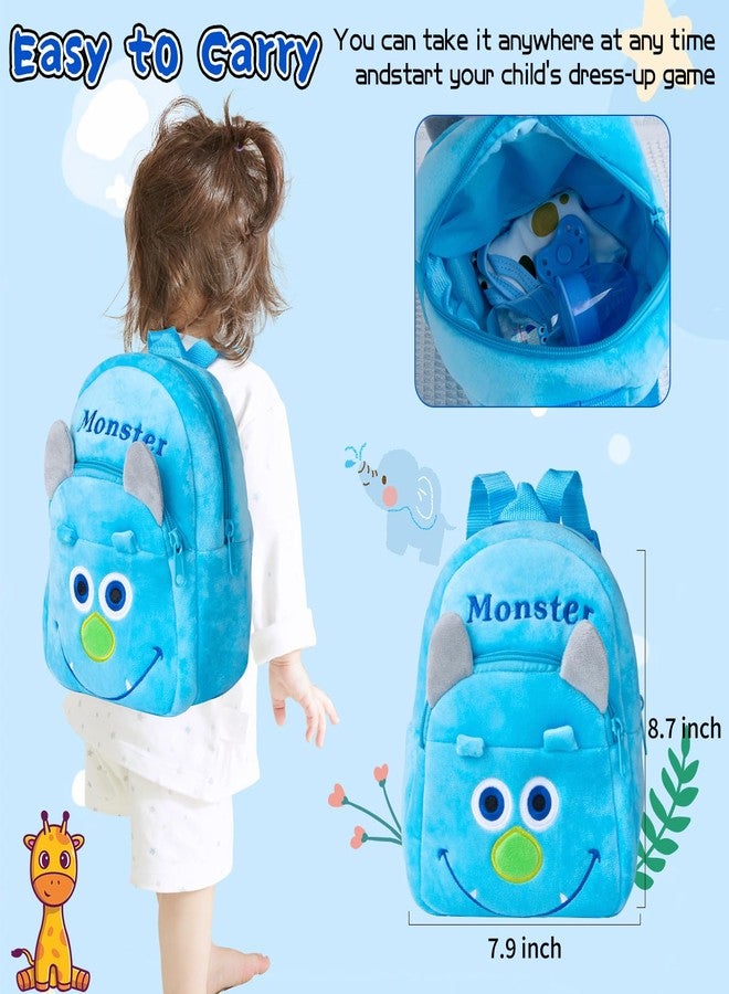 PEDOLLTREE 8 Pcs Reborn Baby Dolls Clothes Boy Accessories Outfit for 18-22 Inch Newborn Baby Reborn Dolls Clothes with Blue Monster Backpack - Image 4