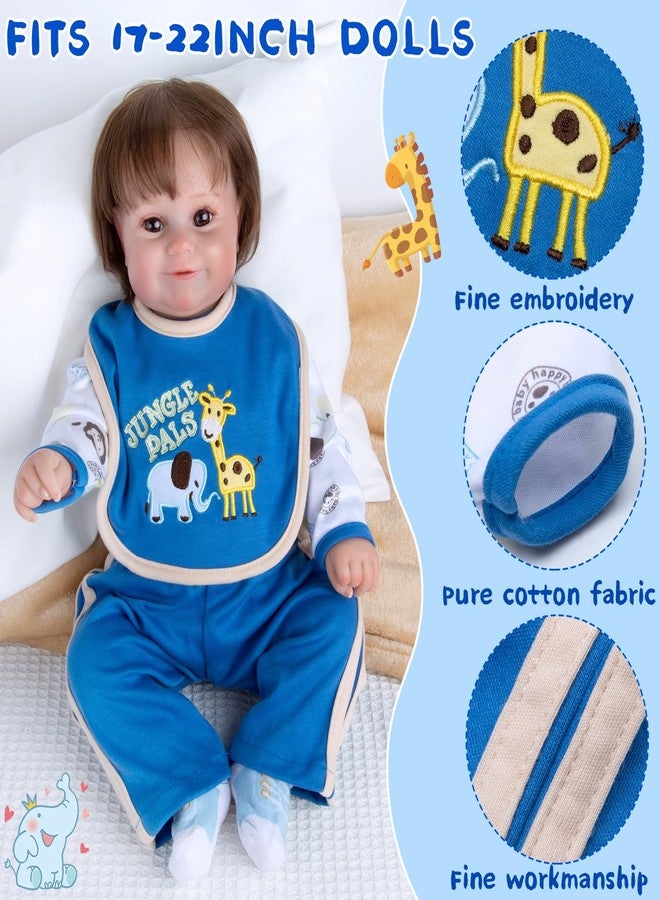 PEDOLLTREE 8 Pcs Reborn Baby Dolls Clothes Boy Accessories Outfit for 18-22 Inch Newborn Baby Reborn Dolls Clothes with Blue Monster Backpack - Image 3