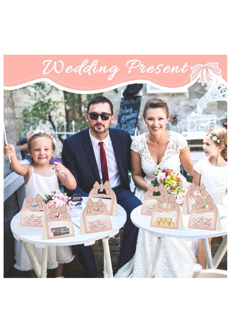 Set of 10 Pink Wedding Candy Boxes with Bow Handle Perfect for Kids Birthday Parties Baby Showers and Weddings 5 x 2.1 x 5.3 inch - Image 2
