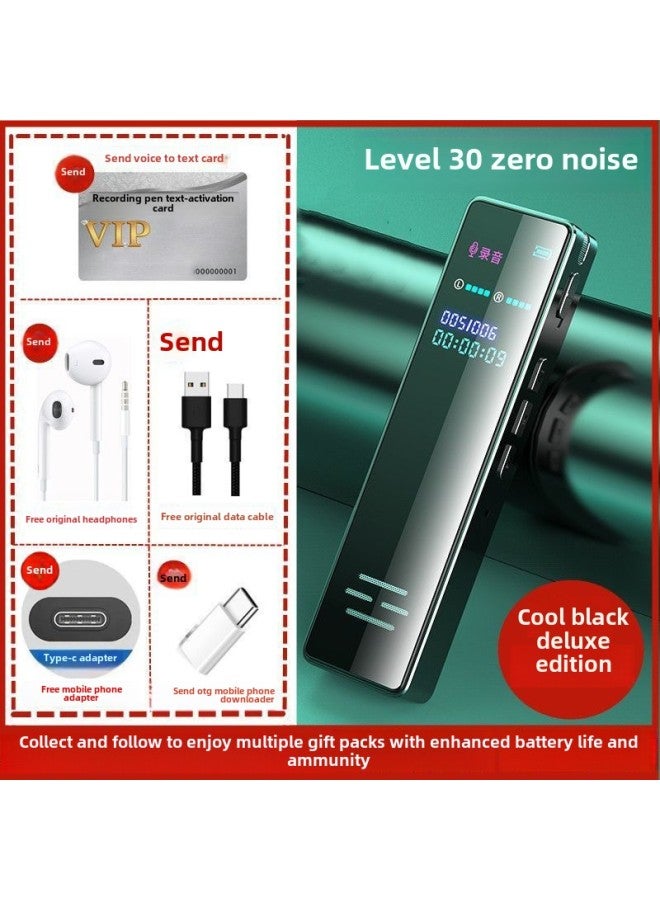 قلم تسجيل محمول احترافي عالي الوضوح لتقليل الضوضاء، تسجيل اجتماعات فئة الطلاب الصغيرة مع نقل النص، وضع الاستعداد الطويل للغاية، اللون: أسود معدني الإصدار النهائي (إصدار محسّن) - السعة: 64 جيجابايت [تسجيل عالي الدقة] - قياسي رسمي - Image 1