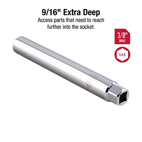 SUNEX TOOLS 884505 3/8-Inch Drive 9/16-Inch Extra Deep Spark Plug Socket, CR-MO - Image 2