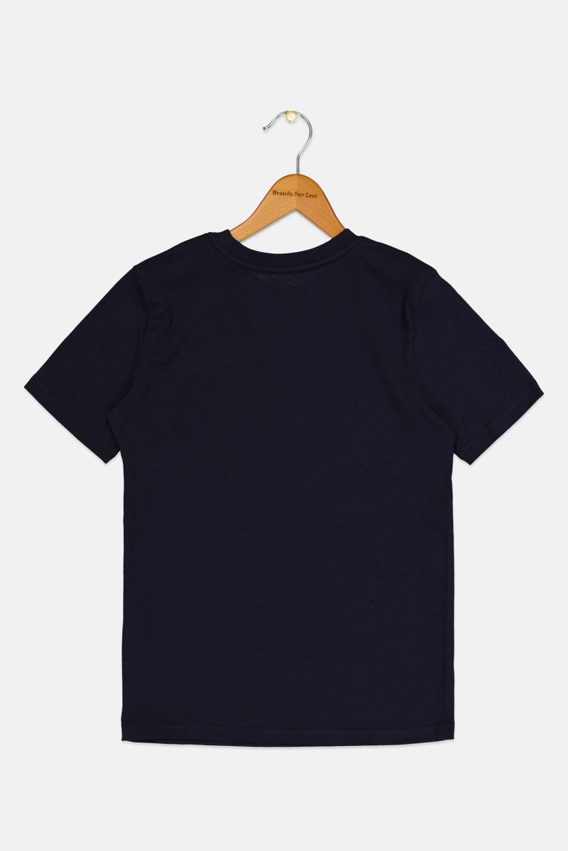 PUMA تي شيرت رياضي للأطفال الأولاد بأكمام قصيرة مناسب للخارج، أزرق داكن - Image 3