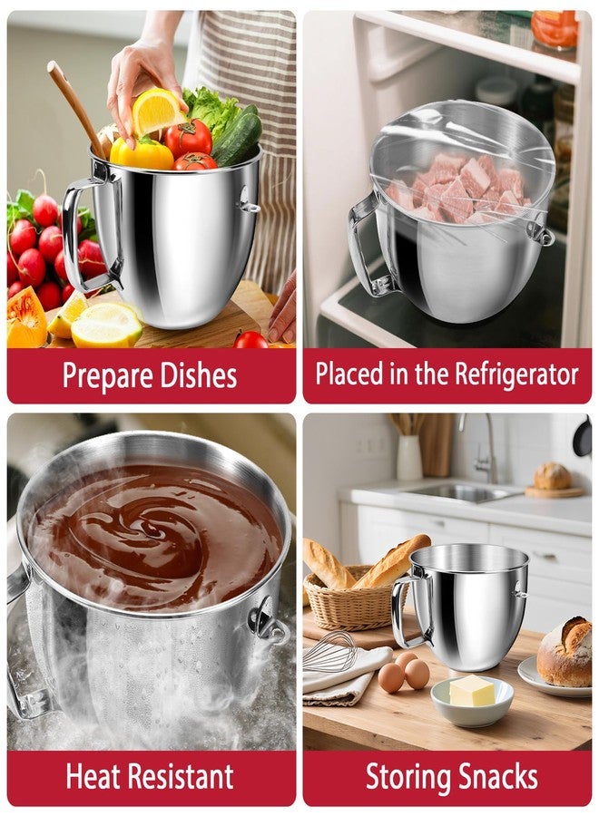 JEASOM 6QT Stainless Steel Mixer Bowl with Handle Compatible with KitchenAid Bowl Lift Stand Mixers KD2661, KL26M, KP26M1, KP26M8, KP26N9, KV25G, KV25M. Food Grade Mixing Bowl for 6QT Kitchen Aid Lift Mixers - Image 4