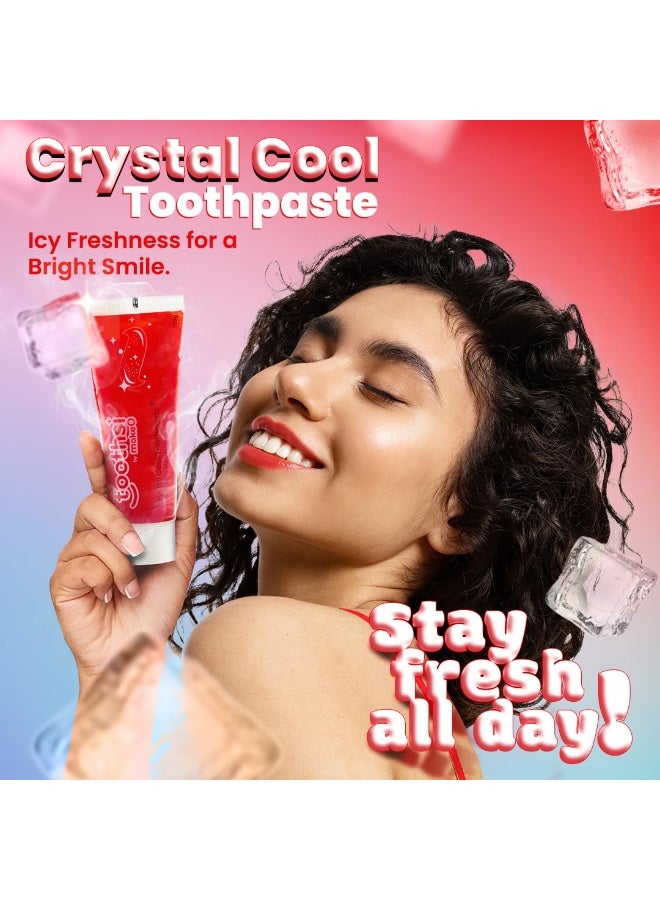 Toothsi معجون أسنان Toothsi Crystal Cool | انتعاش جليدي يدوم طويلاً | حماية يومية من الجراثيم | معجون أسنان بالنعناع لنفَس منعش | العناية بالفم | لثة وأسنان صحية | آمن على مينا الأسنان | عبوة واحدة | 100 جم - Image 4