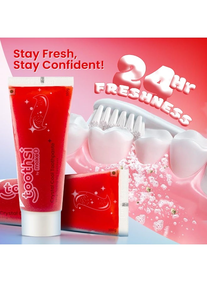 Toothsi معجون أسنان Toothsi Crystal Cool | انتعاش جليدي يدوم طويلاً | حماية يومية من الجراثيم | معجون أسنان بالنعناع لنفَس منعش | العناية بالفم | لثة وأسنان صحية | آمن على مينا الأسنان | عبوة واحدة | 100 جم - Image 2
