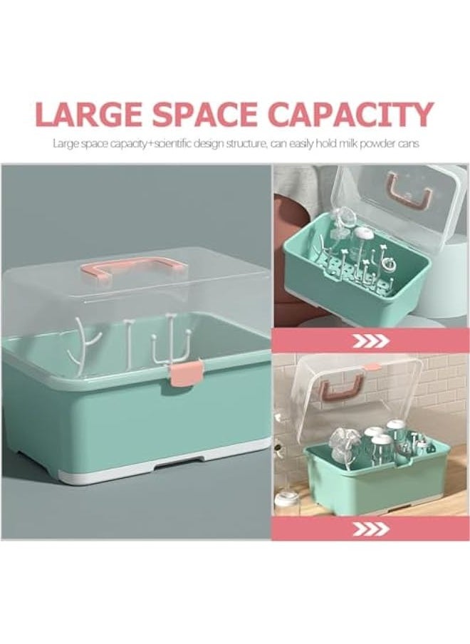 TRASSLE Baby Bottle Drying Stand, Large Baby Bottle Organizer with Cover ＆ Removable Drain Tray, Portable Baby Bottle Drying Rack, Kitchen Cup Tray Cutlery Drainer, Durable countertop Dryer  - Image 3