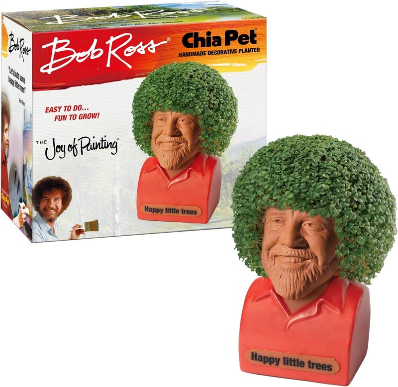 Chia Pet Bob Ross with Red Shirt, Seed Pack Included, Decorative Pottery Planter, Easy to Do and Fun to Grow, Novelty Gift, Perfect for Any Occasion - Image 1