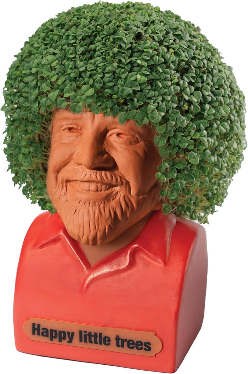 Chia Pet Bob Ross with Red Shirt, Seed Pack Included, Decorative Pottery Planter, Easy to Do and Fun to Grow, Novelty Gift, Perfect for Any Occasion - Image 3