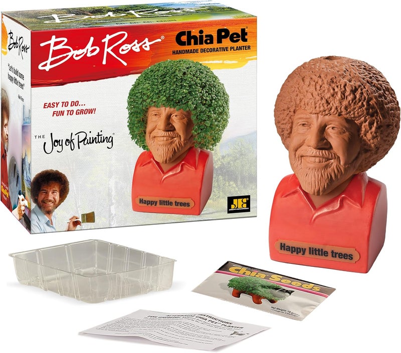 Chia Pet Bob Ross with Red Shirt, Seed Pack Included, Decorative Pottery Planter, Easy to Do and Fun to Grow, Novelty Gift, Perfect for Any Occasion - Image 4