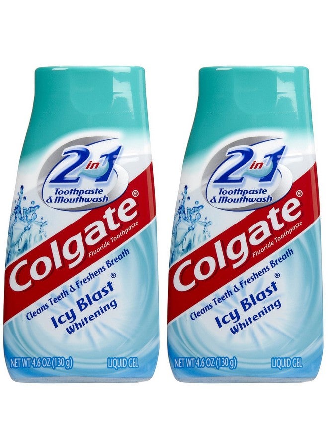 كولجيت معجون أسنان وغسول فم كولجيت 2 في 1 لتبييض الأسنان آيسي بلاست، 4.6 أونصة، عبوتان