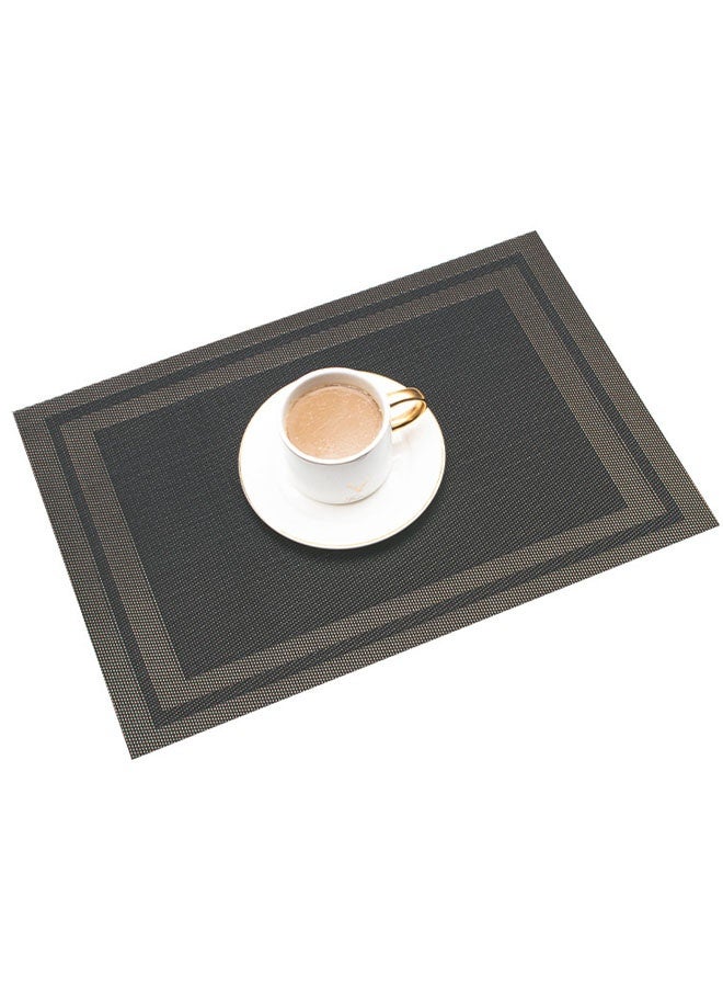6 قطعة PVC طاولة طعام ديكور Placemats أسود مقاوم للماء، مضاد للزيت، عزل الحرارة وسهل التنظيف - Image 2