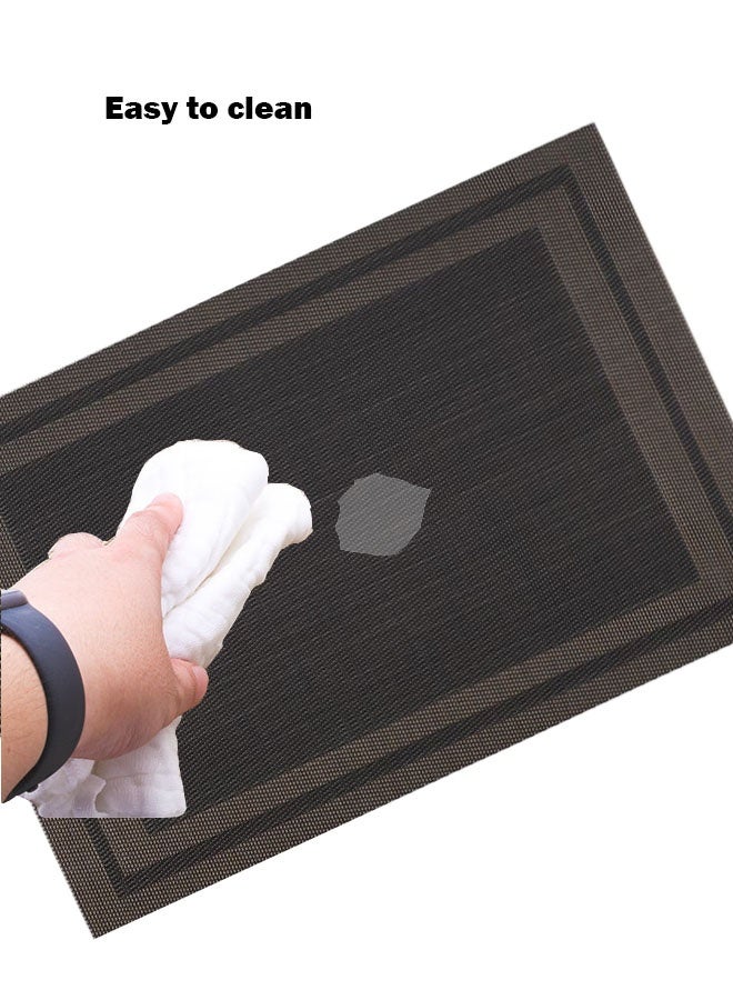 6 قطعة PVC طاولة طعام ديكور Placemats أسود مقاوم للماء، مضاد للزيت، عزل الحرارة وسهل التنظيف - Image 5