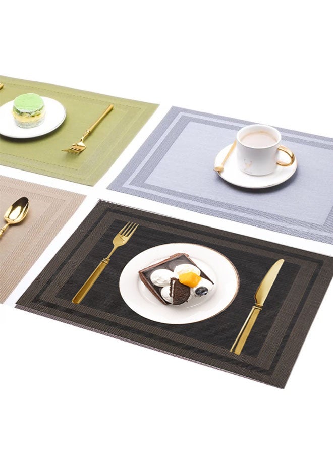 6 قطعة PVC طاولة طعام ديكور Placemats أسود مقاوم للماء، مضاد للزيت، عزل الحرارة وسهل التنظيف - Image 4