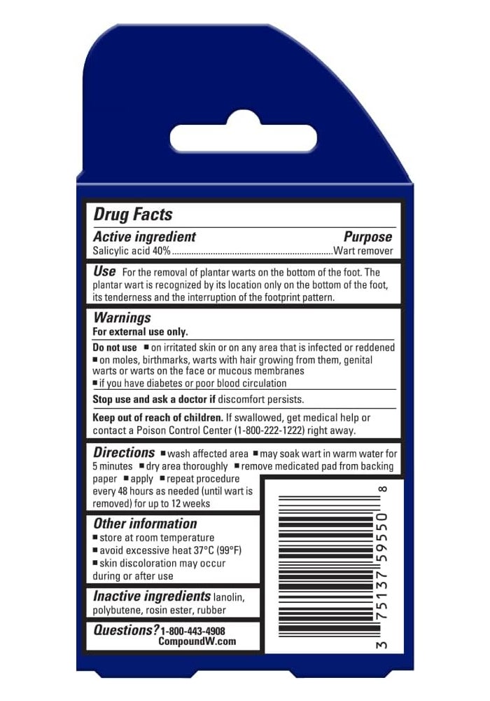 Compound W Maximum Strength One Step Plantar Foot Pads - 20 Medicated Pads for Wart Removal - Image 2
