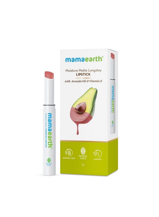 Mamaearth Moisture Matte Longstay Lipstick With Avocado Oil & Vitamin E For 12 Hour Long Stay01 Carnation Nude 2 G - Image 3