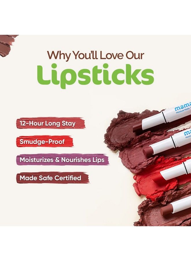 Mamaearth Moisture Matte Longstay Lipstick With Avocado Oil & Vitamin E For 12 Hour Long Stay01 Carnation Nude 2 G - Image 5