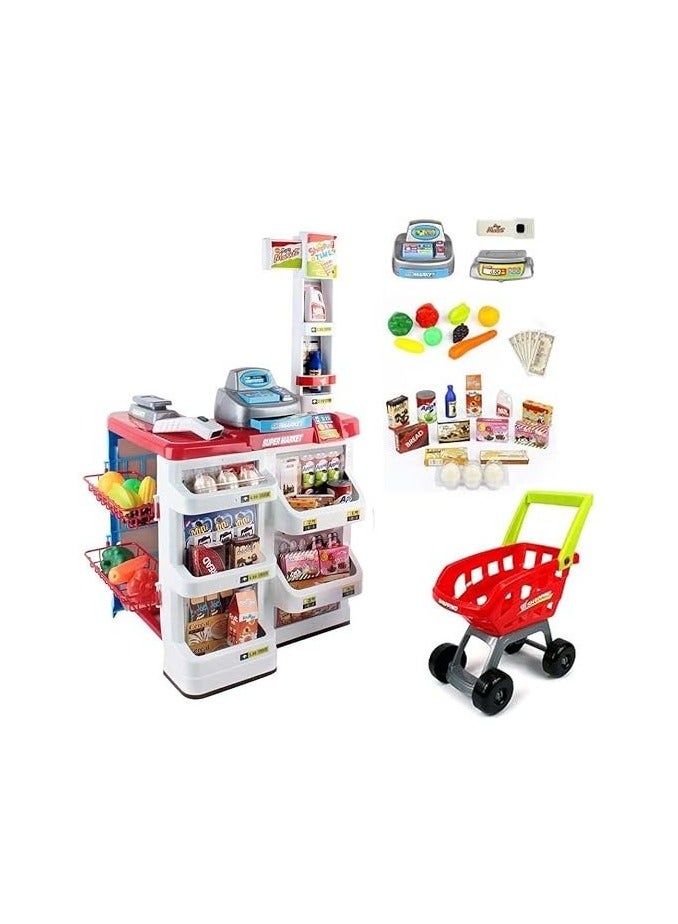 توي بوكس إكسسوارات السوبر ماركت من هوم بريند مع مجموعة لعب الأدوار بعربة للأطفال - Image 2