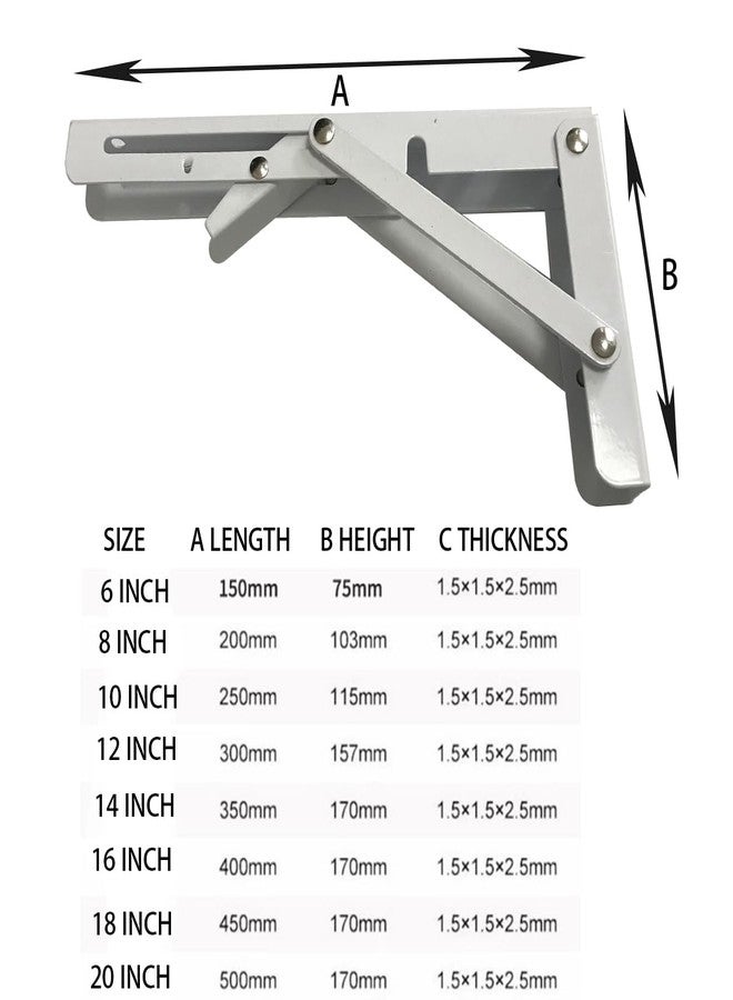 MIKMAYTOO Folding Shelf Brackets Max. Load 220 lb, Heavy Duty DIY Wall Mounted Shelf Bracket Space Saving for Table Work Bench (6 INCH-2PCS) - Image 5