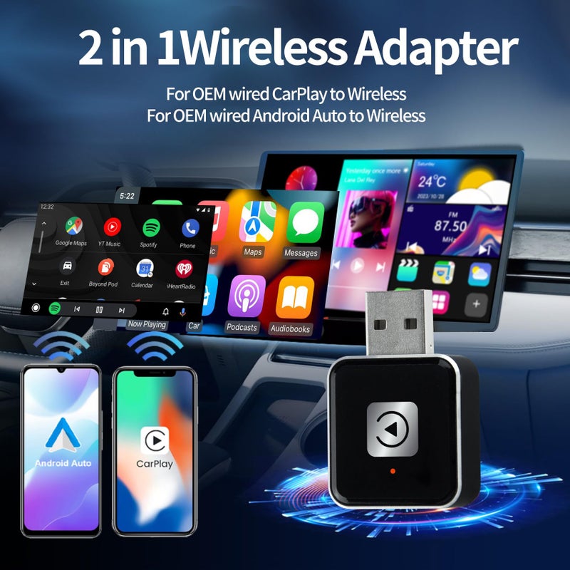 AUSATOYN Wireless Carplay Adapter, Android Auto Adapter 2025 Carplay, Plug and Play Convert Wired to Wireless Supports Car Original Control, Mini Car Play Box for Cars - Image 4