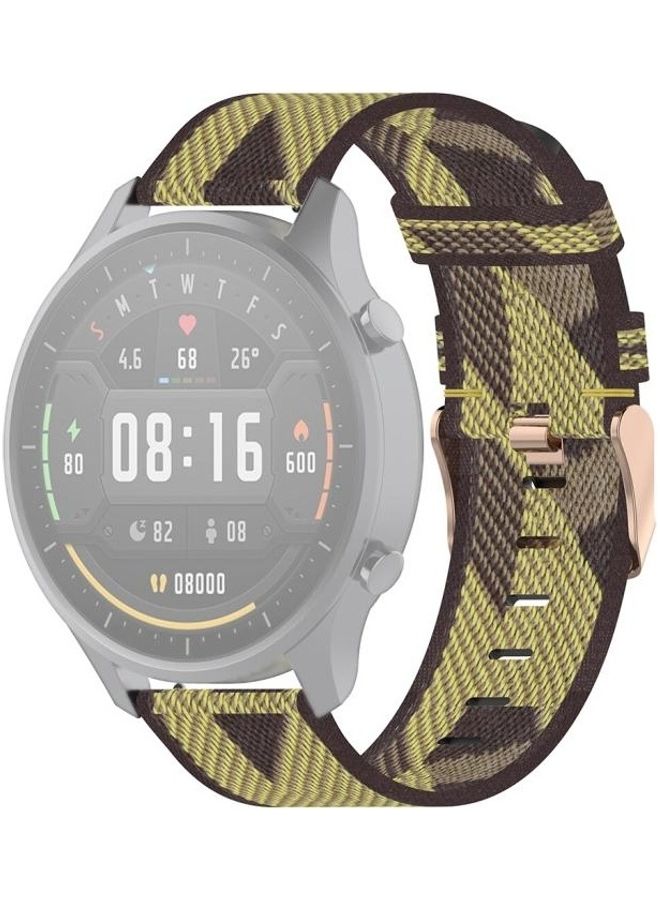 NIBEMINENT Stripe Weave Nylon Wrist Strap Watch Band For Xiaomi Mi Watch/Garmin Vivoactive 4 Yellow - Image 1