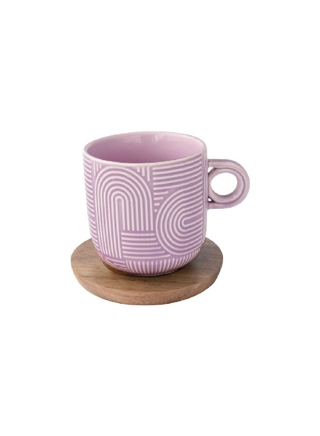 Easy Life 2-Piece Take a Loop Dishwasher Safe Cup and Saucer Set Lilac and Green 250 ml R1781#TLO3  - Image 2