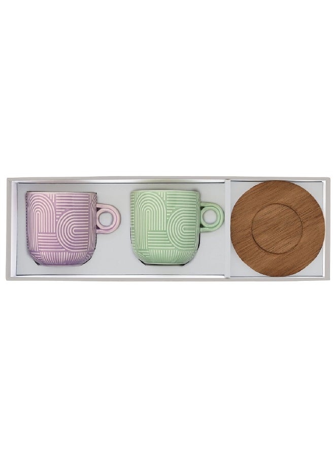 Easy Life 2-Piece Take a Loop Dishwasher Safe Cup and Saucer Set Lilac and Green 250 ml R1781#TLO3  - Image 4