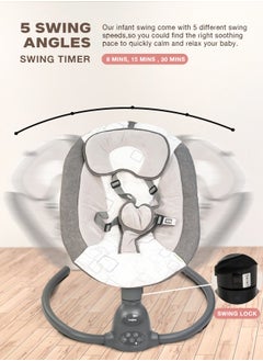 BAYBEE Electric Baby Rocker with 5 Sway Speeds, Remote Control Music and Hanging Toys Multifunctional Soothing Vibrational Baby Resting Portable Automatic Baby Swing Cradle for Infant Babies Boy Girl Grey  - Image 3