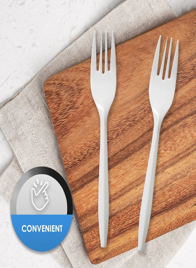 PAMI Medium-Weight Disposable Plastic Forks [400-Pack] - Bulk White Plastic Silverware For Parties, Weddings, Catering Food Stands, Takeaway Orders & More- Sturdy Single-Use Partyware Forks - Image 3