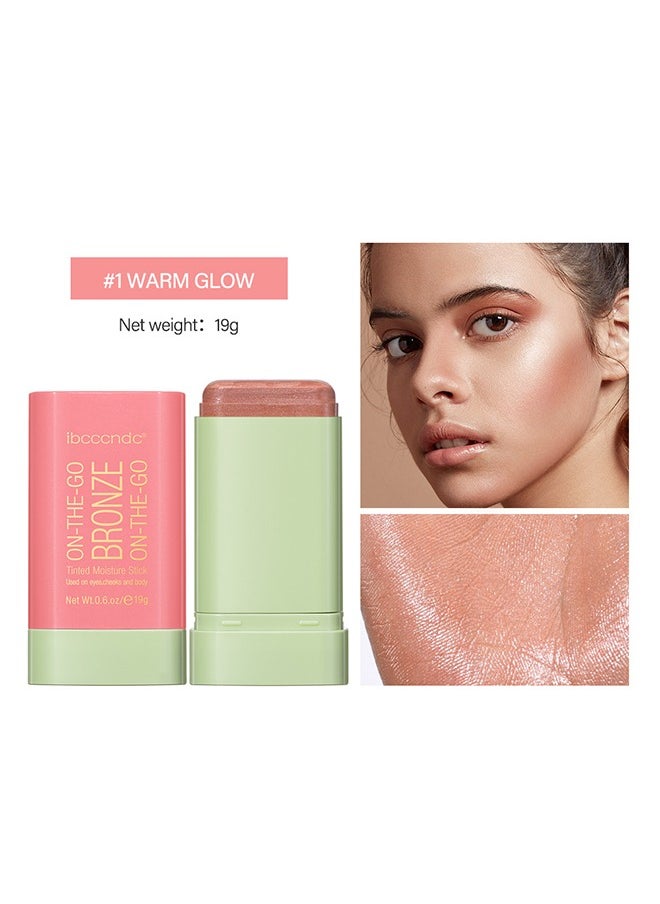 ibcccndc Blush Stick, Blush Cream for Cheeks Eyes Lips,Blush in Natural with Waterproof Sweat-Resistant, Tinted Solid Stick with Long Lasting, Nude Makeup Multi-Use Color Stick Creamy Blush(4#Warm Glow)  - Image 1