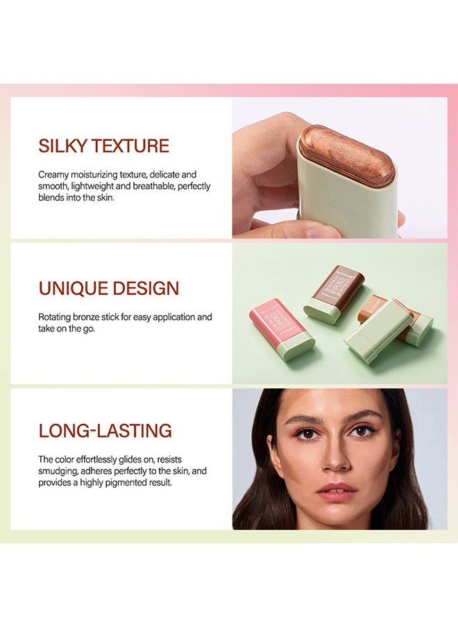 ibcccndc Blush Stick, Blush Cream for Cheeks Eyes Lips,Blush in Natural with Waterproof Sweat-Resistant, Tinted Solid Stick with Long Lasting, Nude Makeup Multi-Use Color Stick Creamy Blush(4#Warm Glow)  - Image 2