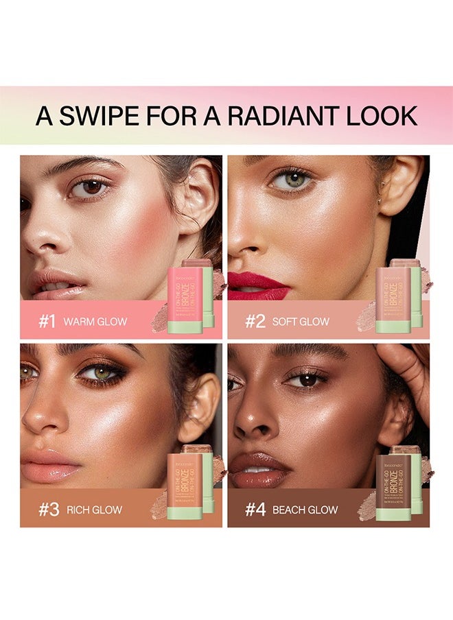ibcccndc Blush Stick, Blush Cream for Cheeks Eyes Lips,Blush in Natural with Waterproof Sweat-Resistant, Tinted Solid Stick with Long Lasting, Nude Makeup Multi-Use Color Stick Creamy Blush(4#Warm Glow)  - Image 3