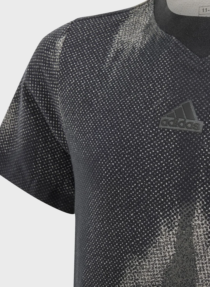 Adidas Junior Future Icons All Over Printed T-Shirt