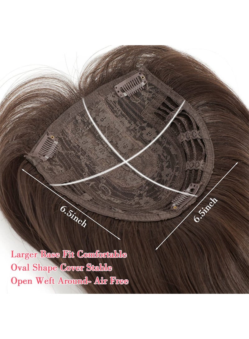 saykfoe Hair Topper, Long Layered Topper with Bangs for Women with Thinning Hair 18 Inch Slightly Curled Ends Wiglets Synthetic Fiber Pieces for Women - Black - Image 2