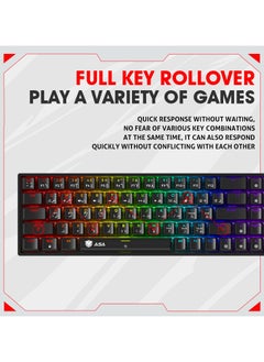 ASA RGB Backlit Wireless Mechanical Keyboard, Mouse, Headset, Mouse Pad Combo 4in1, Bluetooth Connection, for Work Office Home for Windows/Android TV Box/Raspberry Pi/PC/Laptop/PS5/4/3, Arabic/English Layout - Wireless  - Image 4